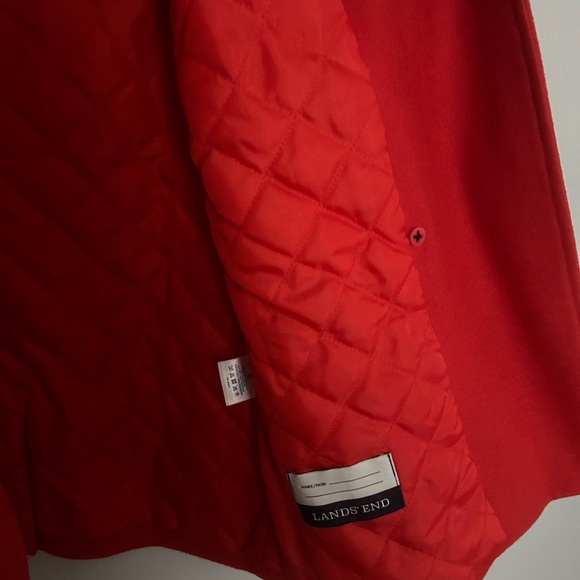 Lands’ End Red Wool Blend Pea Coat - Picture 7 of 9